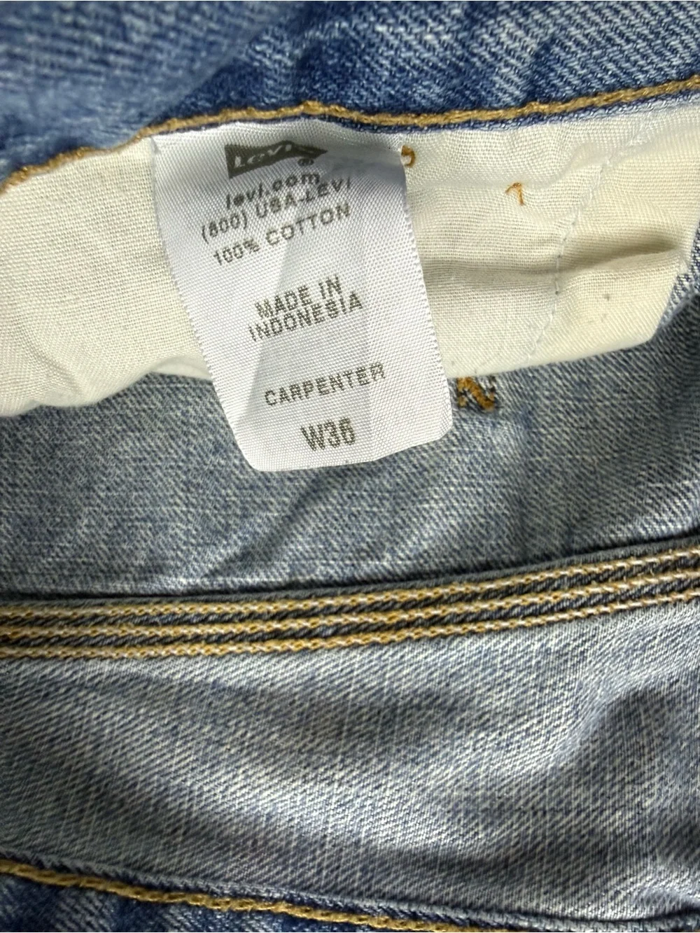 Levi's Carpenter Jean Shorts Men's 36 Light Wash Blue Denim Y2K Vintage Cargo